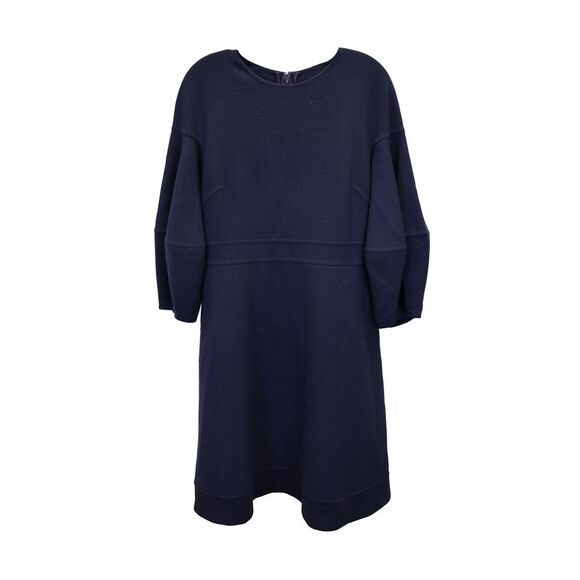 Oscar De La Renta Long Sleeve Dress in Navy Blue Wool - Picture 1 of 3